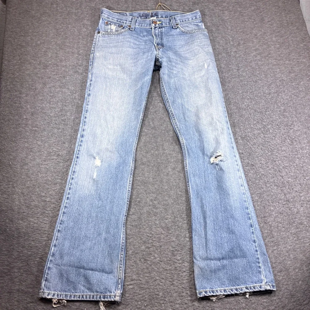 Levi's 527 Low Boot Cut Jeans Mens 30x32 Blue Distressed Denim Cowboy Western